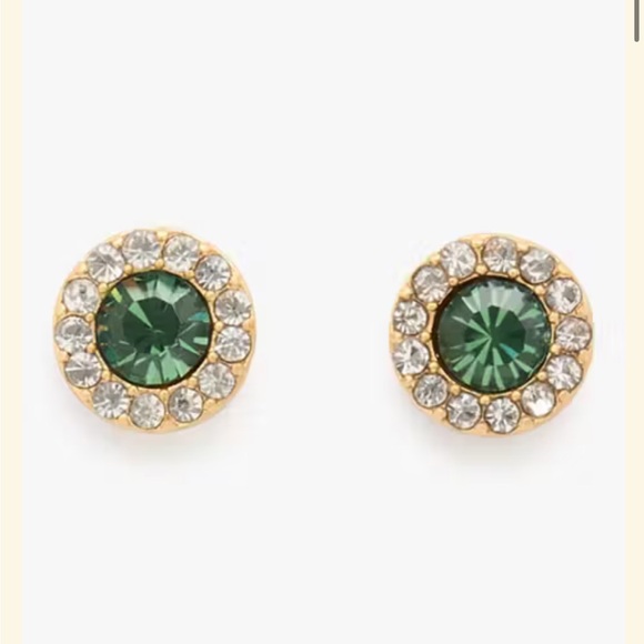 NWT Kate Spade You're A Gem Pave Halo Studs in Emerald - Picture 2 of 8